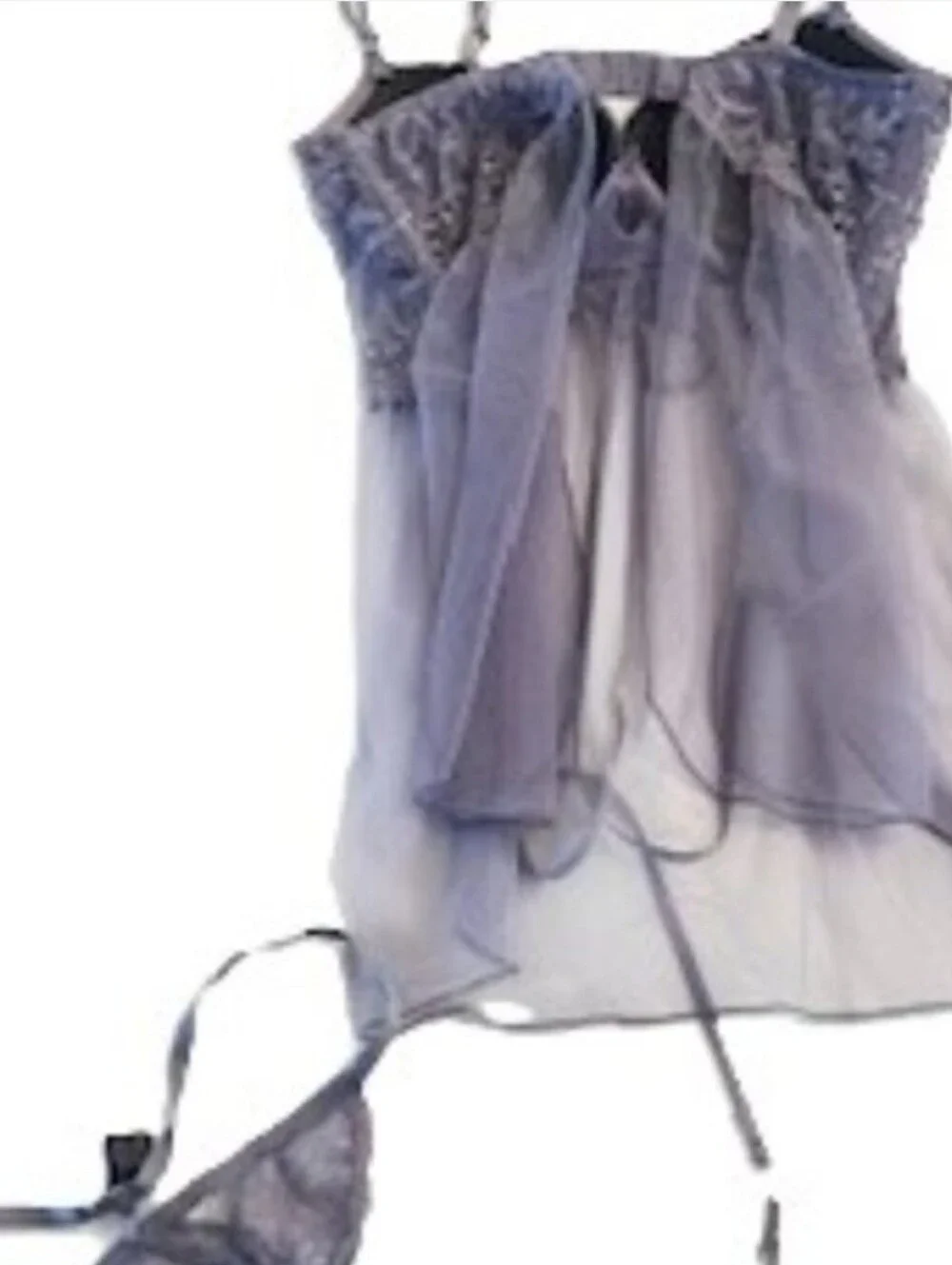 Victoria's Secret Lavender Lace Babydoll Lingerie Set 36C - Picture 5 of 6